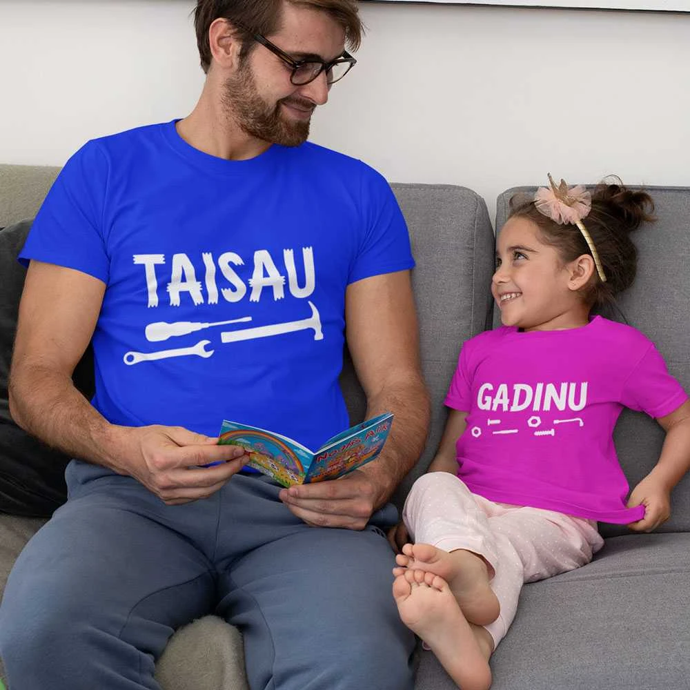 Marškinėlių komplektas tėčiui ir vaikui "Taisau - gadinu"