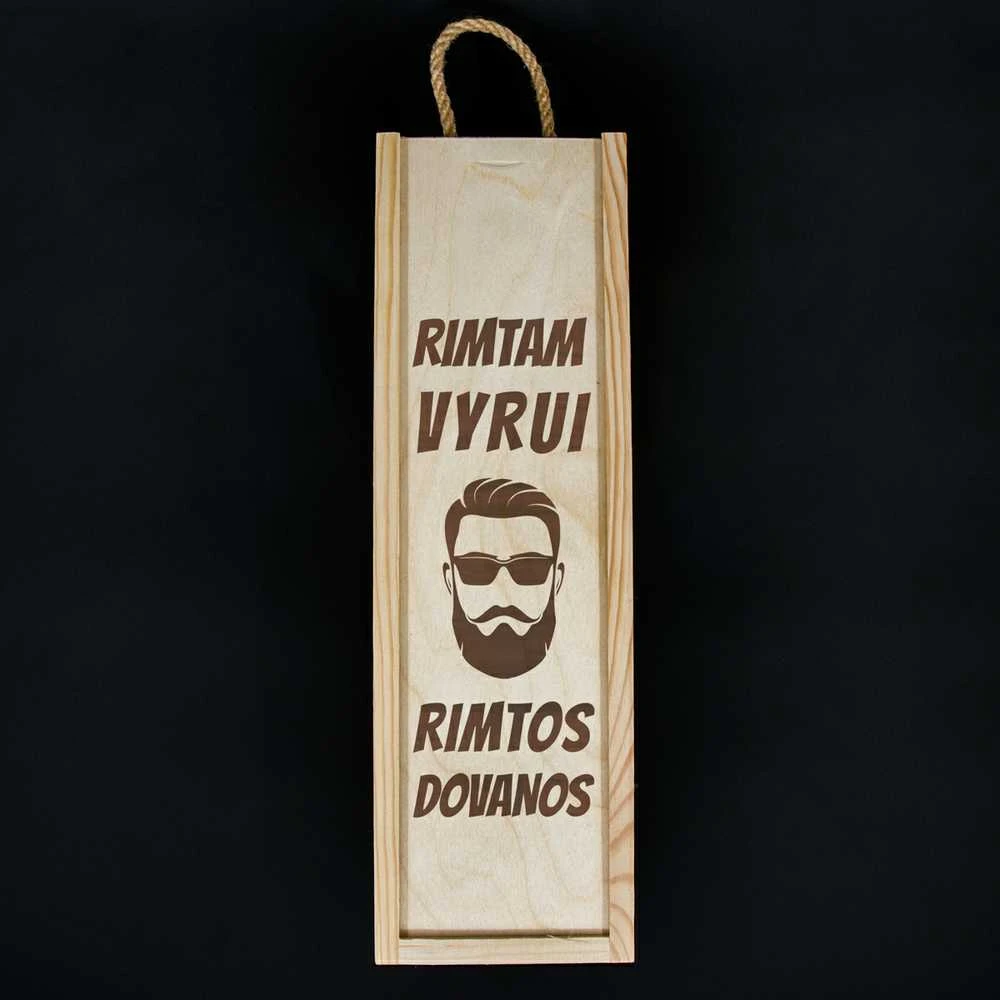Medinė butelio dėžė "Rimtam vyrui"