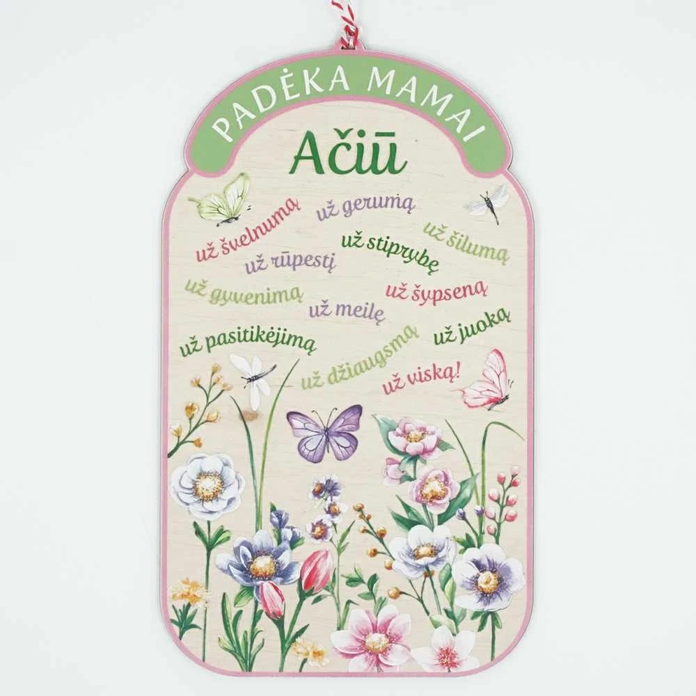 Medinė spalvota lentelė "Padėka mamai"