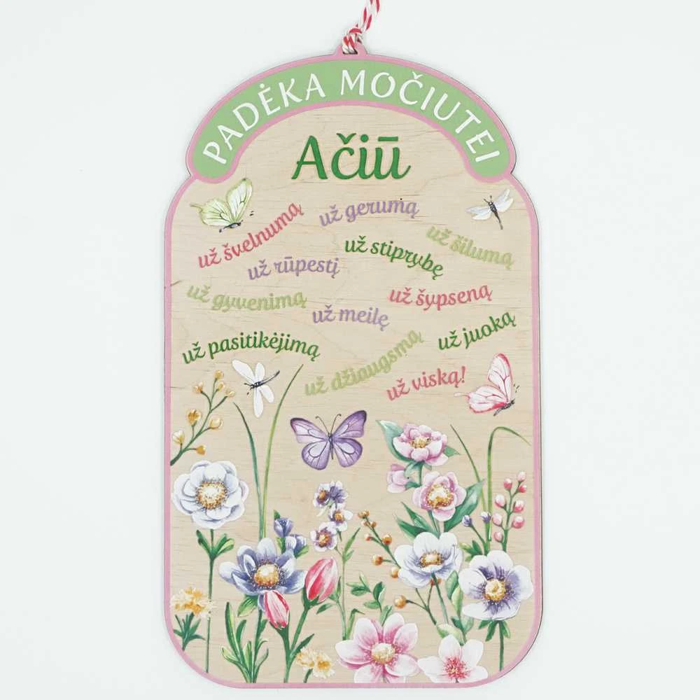 Medinė spalvota lentelė "Padėka močiutei"