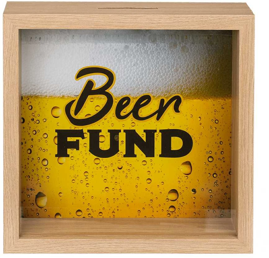 Medinė taupyklė - rėmelis "Beer fund"