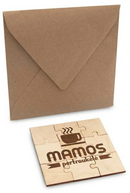 Medinis puodelio padėkliukas - dėlionė "Mamos pertraukėlė"