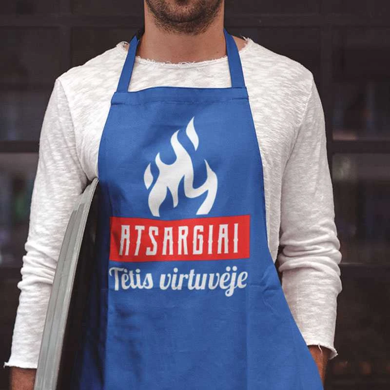 Medvilninė prijuostė "Atsargiai, virtuvėje tėtis"