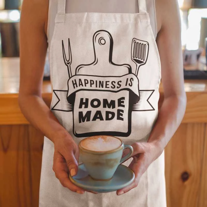 Medvilninė prijuostė "Happiness is home made"