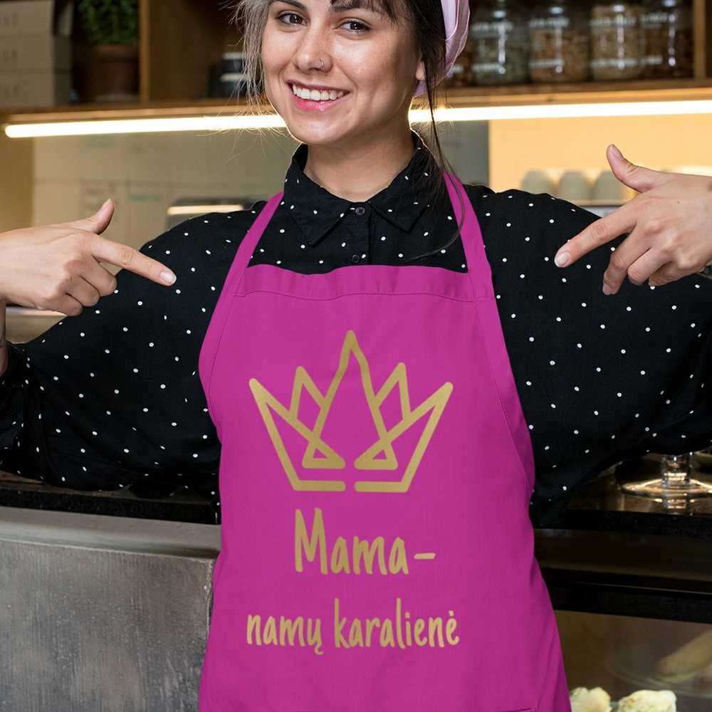 Medvilninė prijuostė "Mama - namų karalienė"