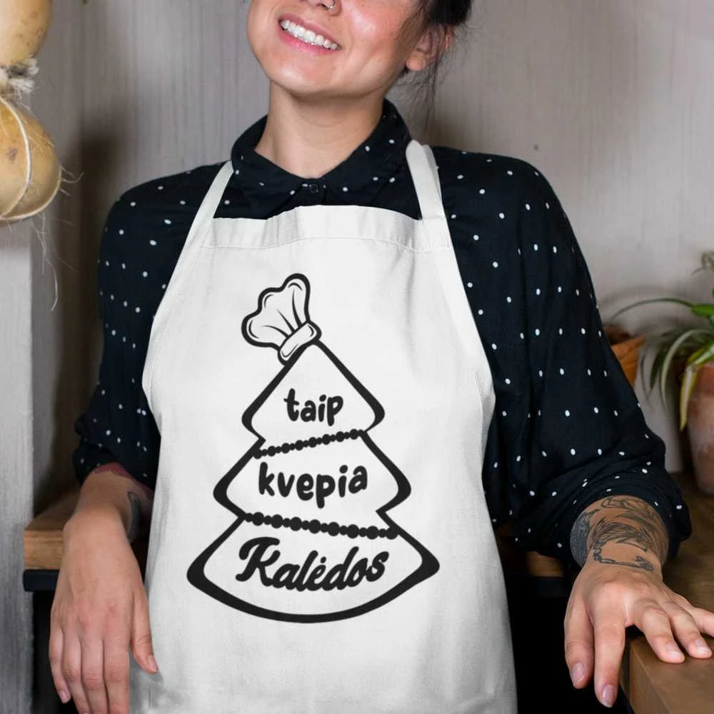 Medvilninė prijuostė "Taip kvepia Kalėdos"