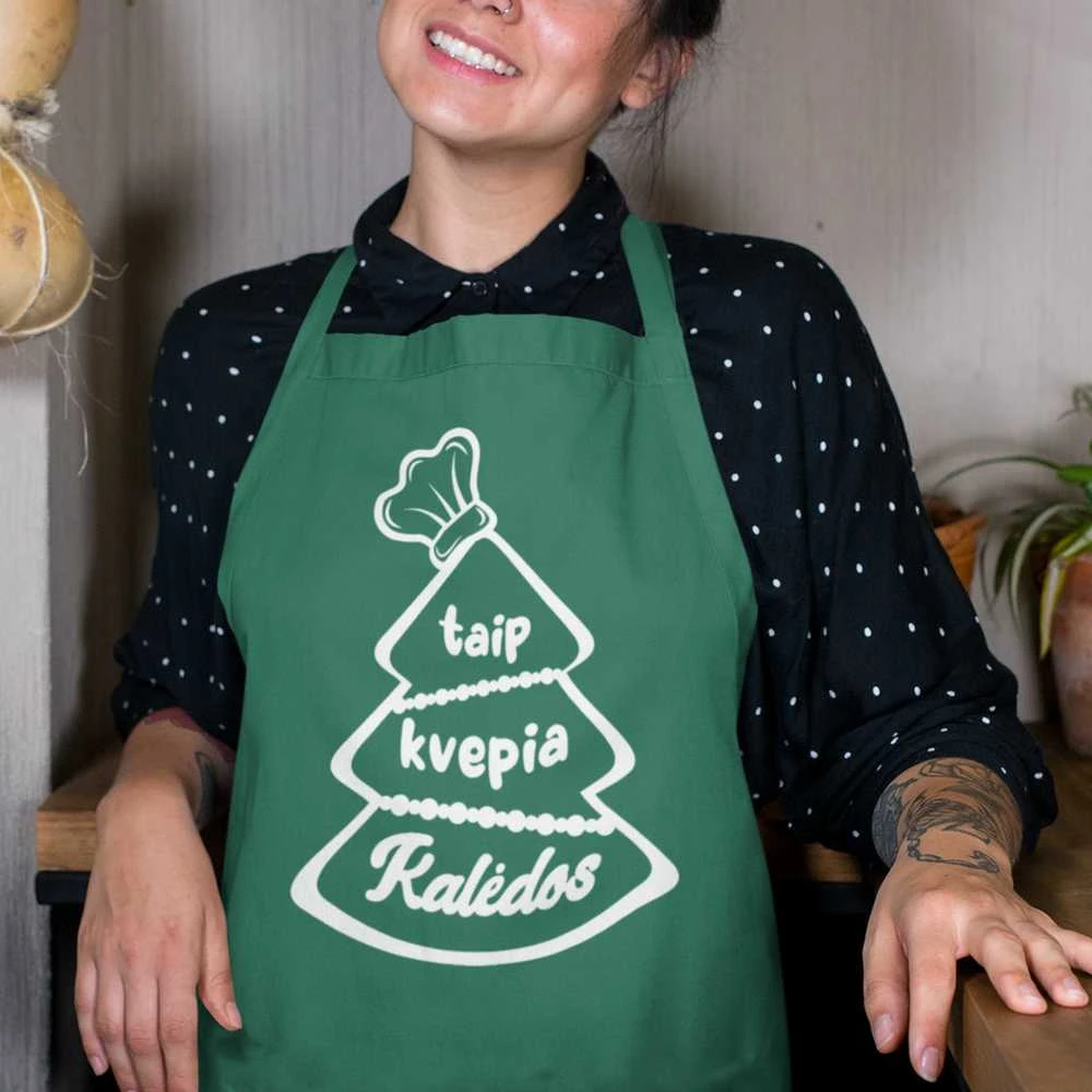 Medvilninė prijuostė "Taip kvepia Kalėdos"