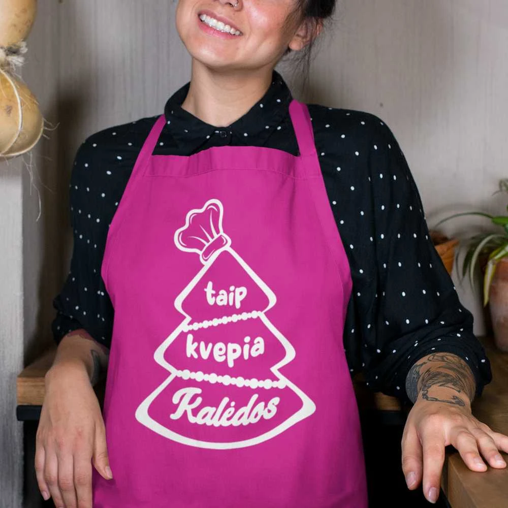 Medvilninė prijuostė "Taip kvepia Kalėdos"