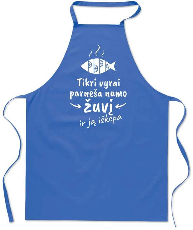 Medvilninė prijuostė "Tikri vyrai parneša žuvį"