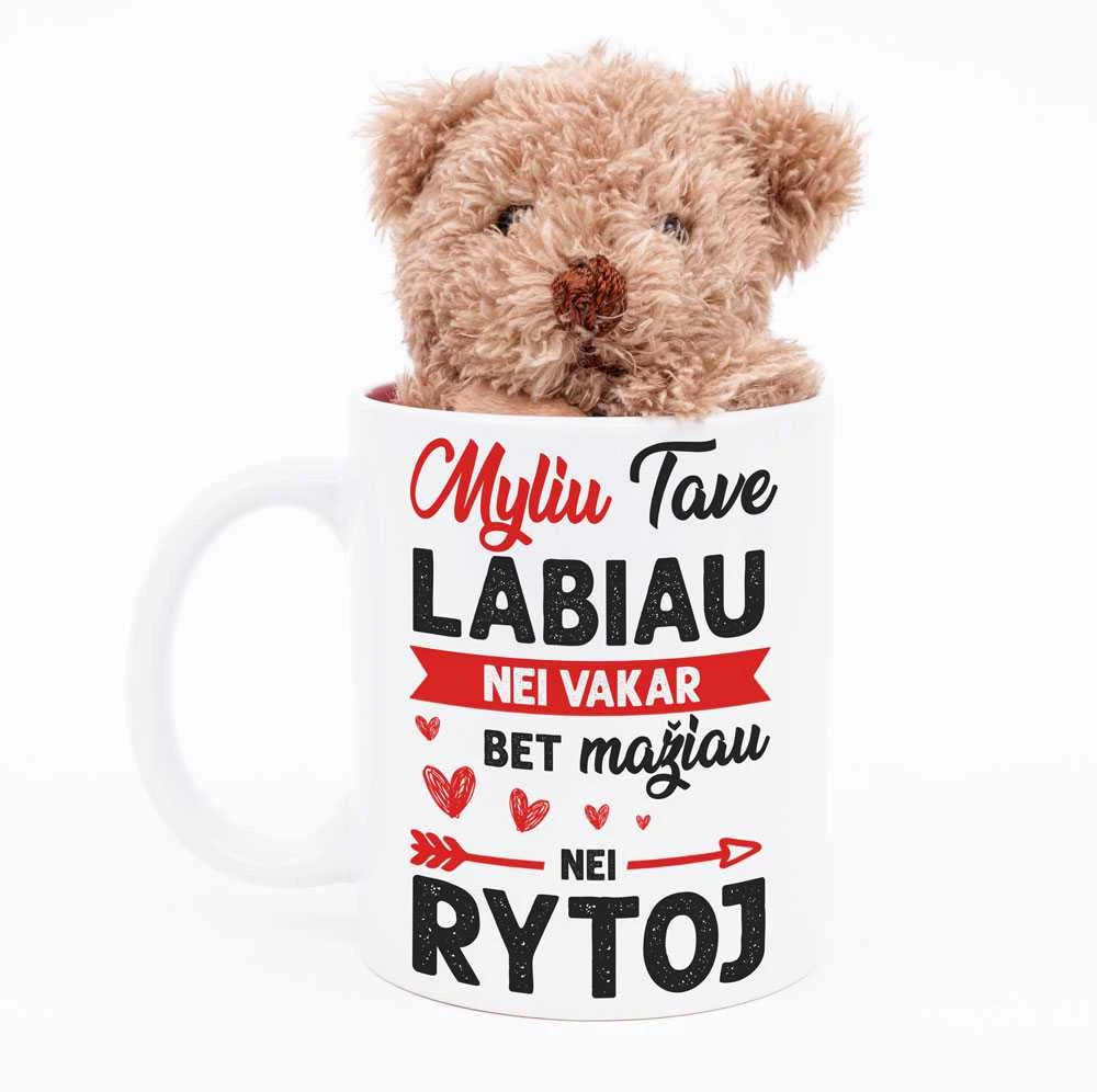 Meškiuko ir puodelio rinkinys "Myliu labiau, nei vakar"