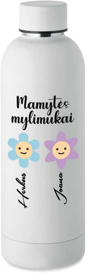 Metalinė termo gertuvė "Mamytės mylimukai" su Jūsų pasirinktais vardais (500ml)