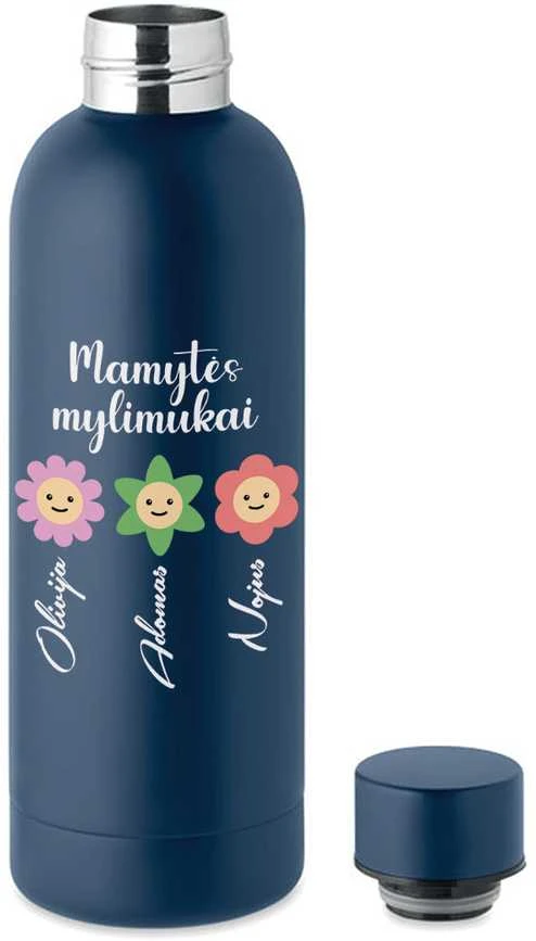 Metalinė termo gertuvė "Mamytės mylimukai" su Jūsų pasirinktais vardais (500ml)