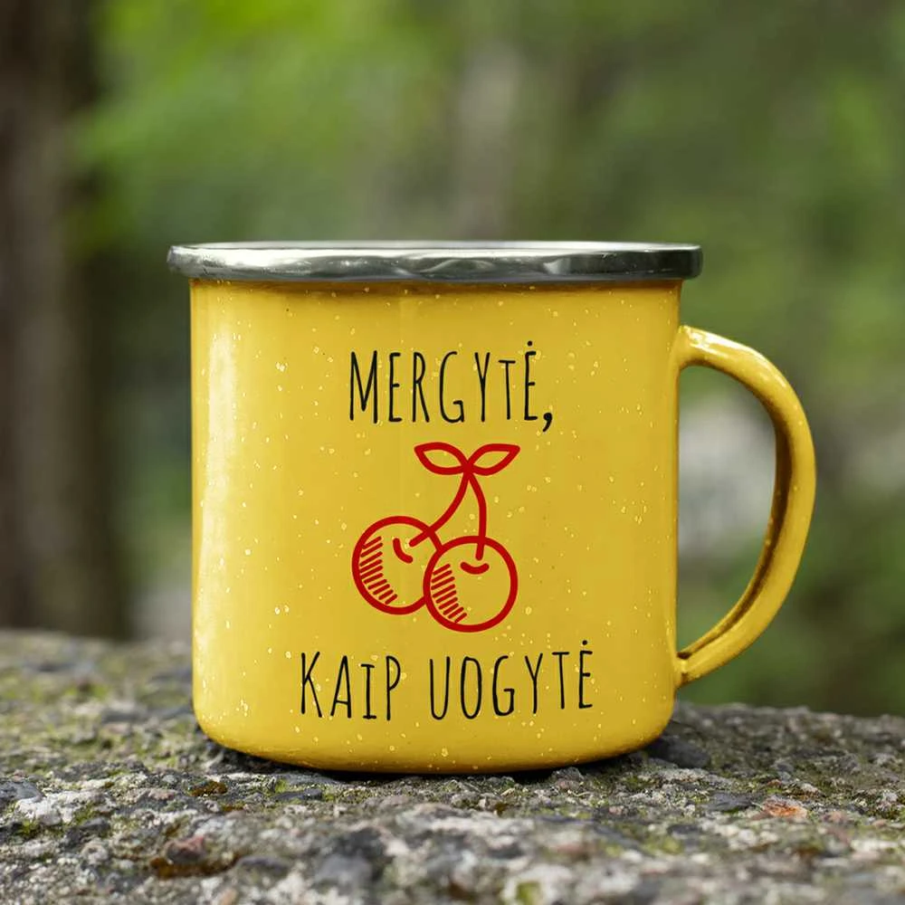 Metalinis puodelis "Mergytė, kaip uogytė"