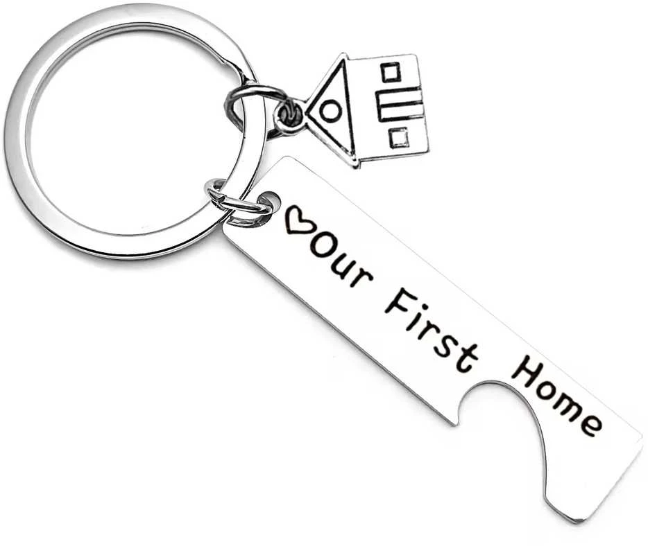 Metalinis raktų pakabukų komplektas "Our first home"