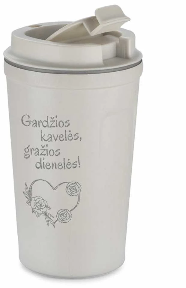 Metalinis termopuodelis "Gardžios kavelės, gražios dienelės" (400ml)