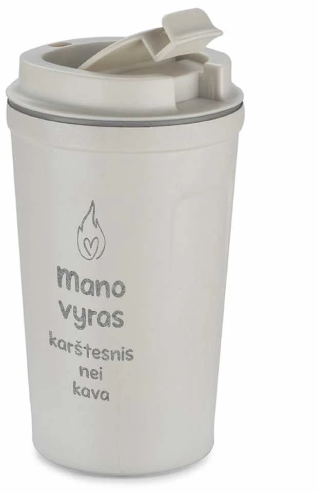 Metalinis termopuodelis "Mano vyras karštesnis nei kava" (400ml)