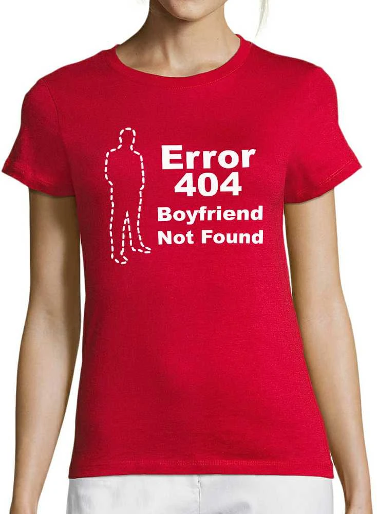 Moteriški marškinėliai "Boyfriend not found"