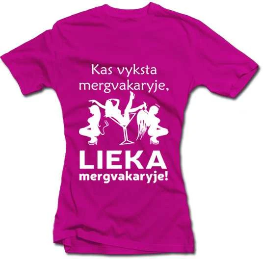 Moteriški marškinėliai "Kas vyksta mergvakaryje - lieka mergvakaryje!"