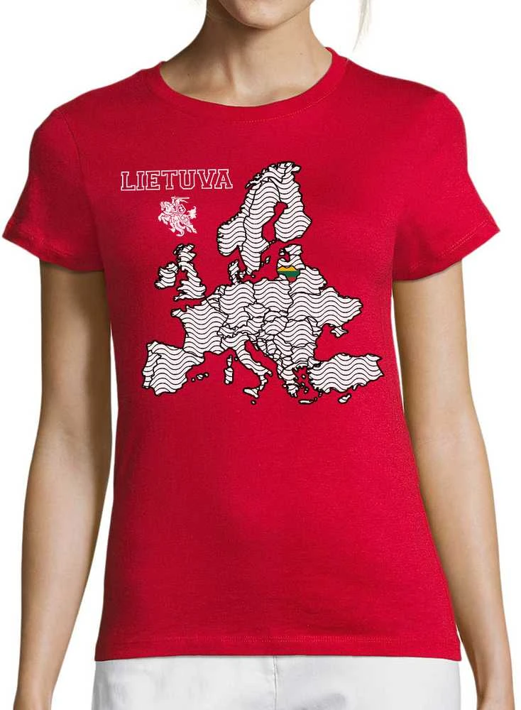 Moteriški marškinėliai "Lietuva Europos Širdyje"