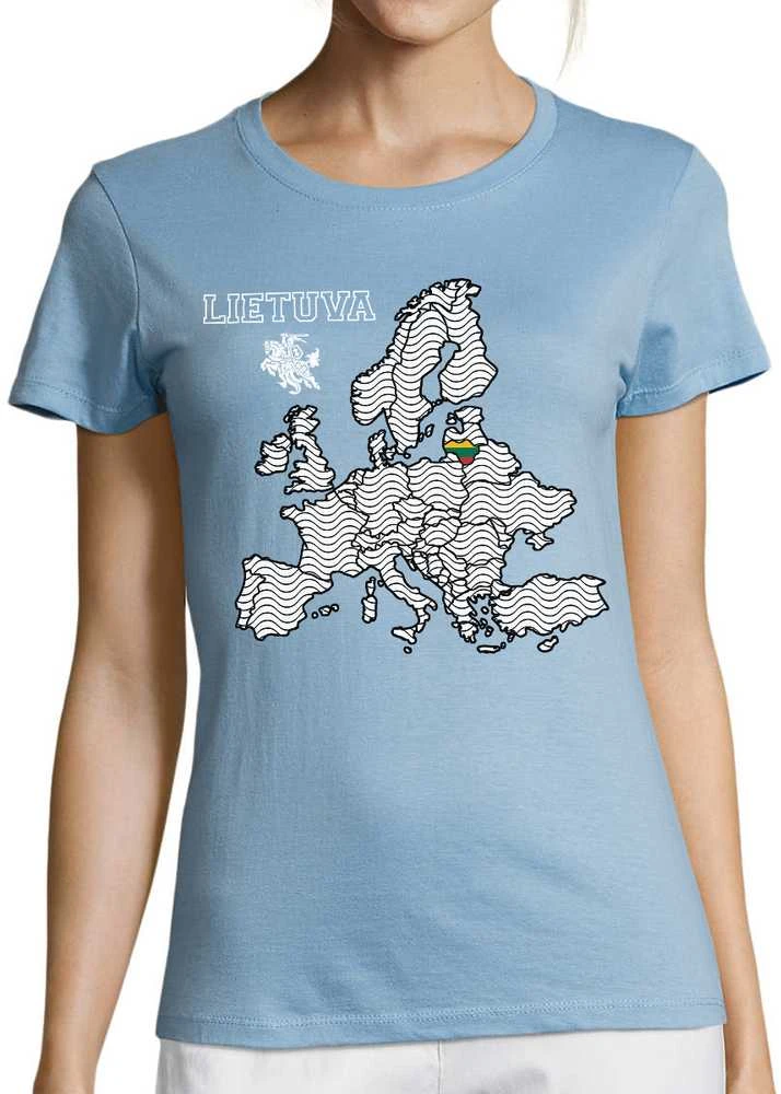 Moteriški marškinėliai "Lietuva Europos Širdyje"