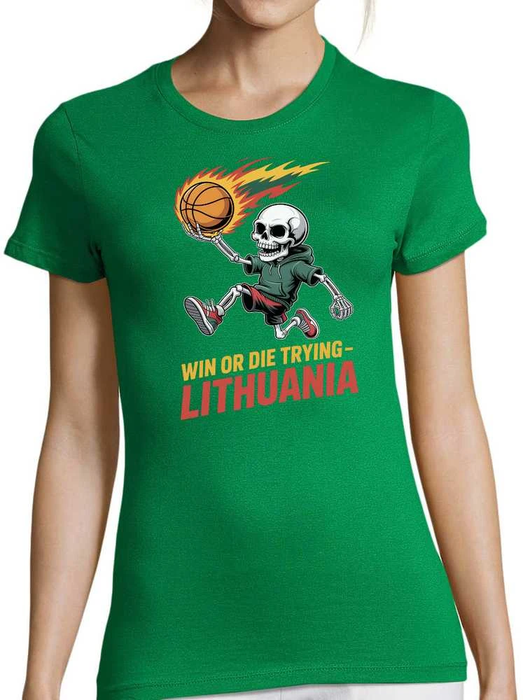 Moteriški marškinėliai "Lithuania: win or die trying"