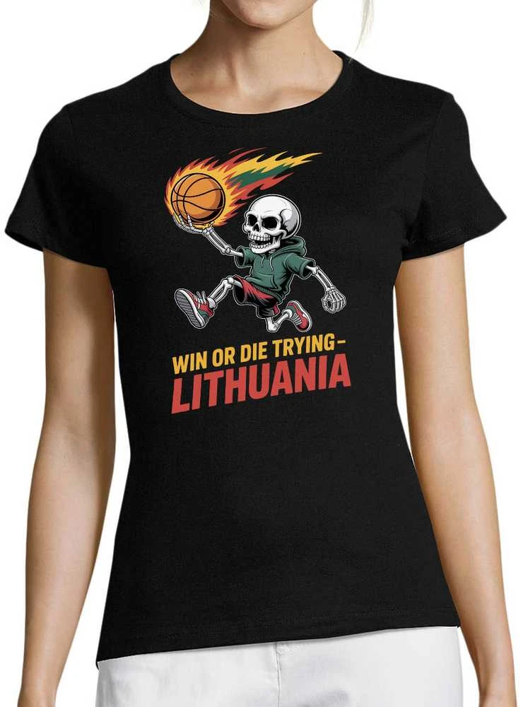 Moteriški marškinėliai "Lithuania: win or die trying"