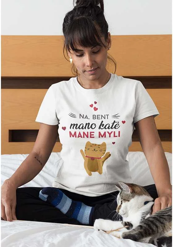Moteriški marškinėliai "Mano katė mane myli"
