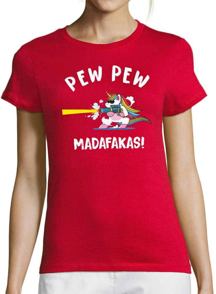 Moteriški marškinėliai "Pew Pew Vienaragis"