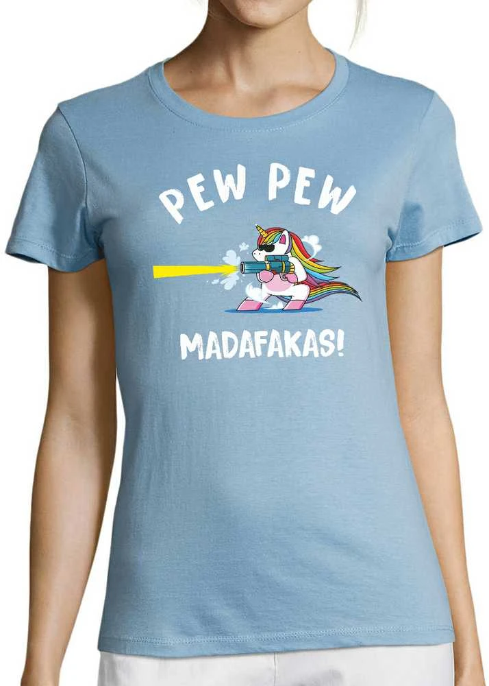Moteriški marškinėliai "Pew Pew Vienaragis"