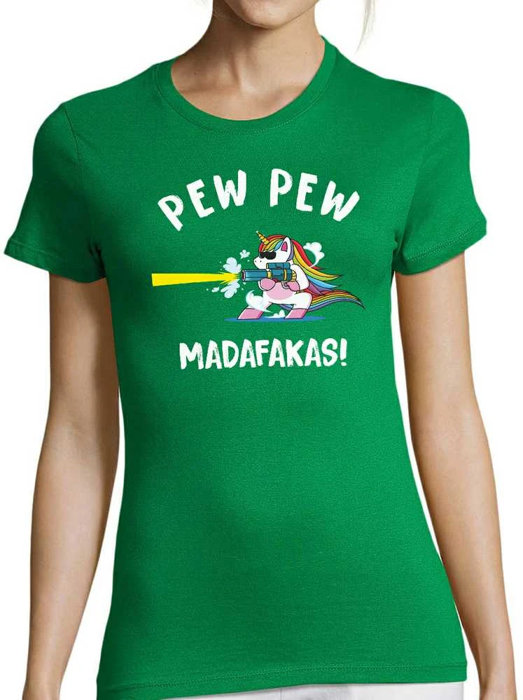 Moteriški marškinėliai "Pew Pew Vienaragis"