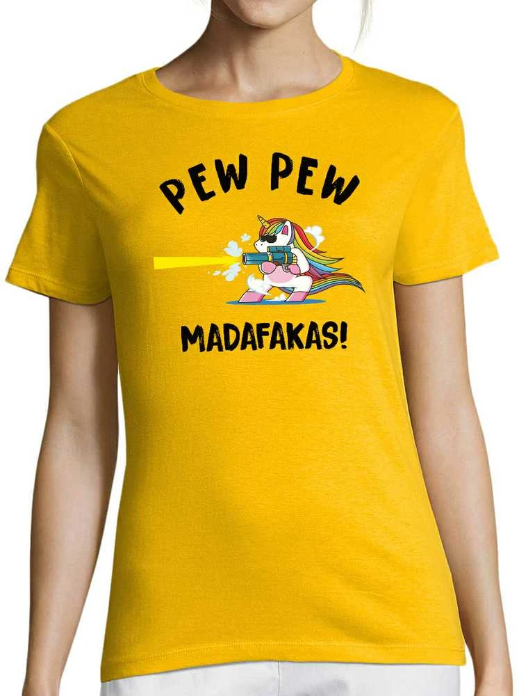 Moteriški marškinėliai "Pew Pew Vienaragis"