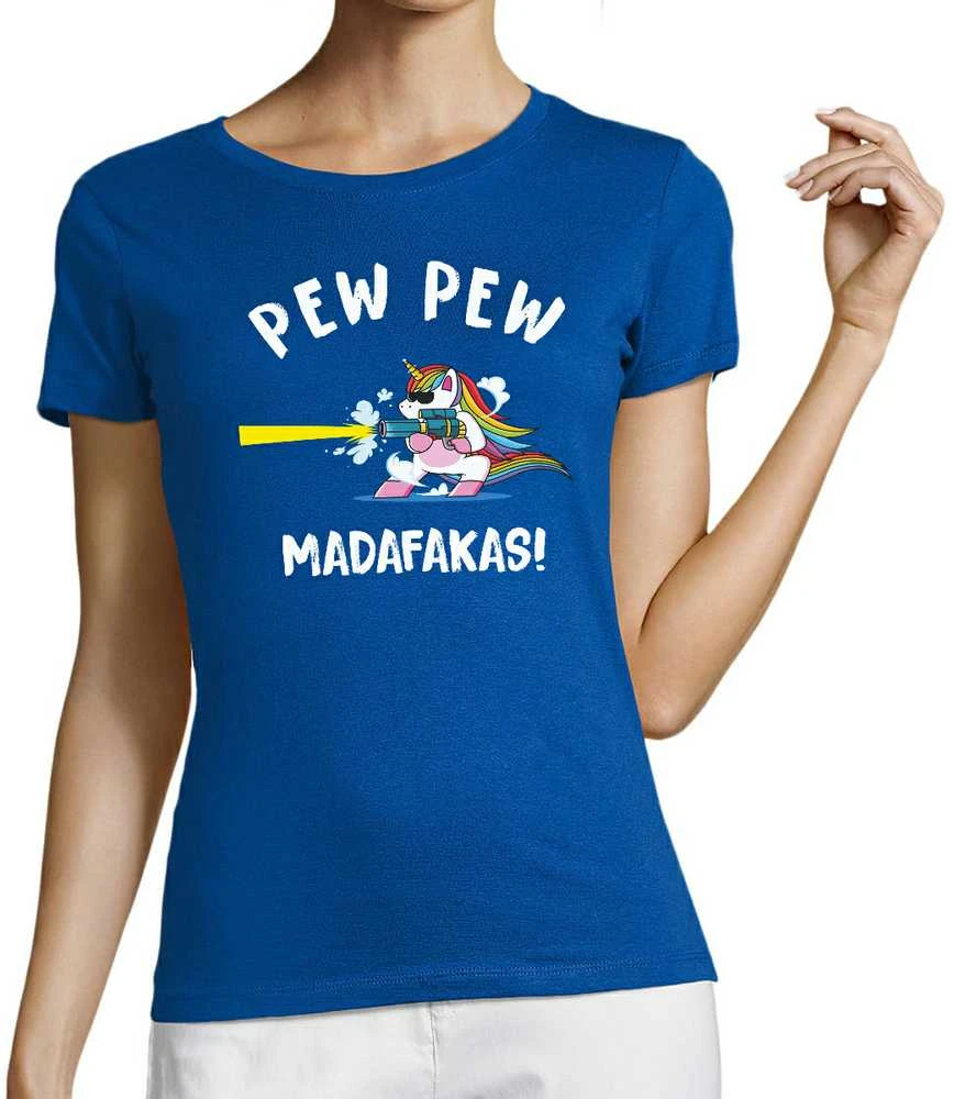 Moteriški marškinėliai "Pew Pew Vienaragis"