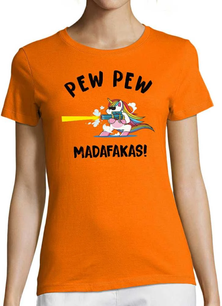 Moteriški marškinėliai "Pew Pew Vienaragis"