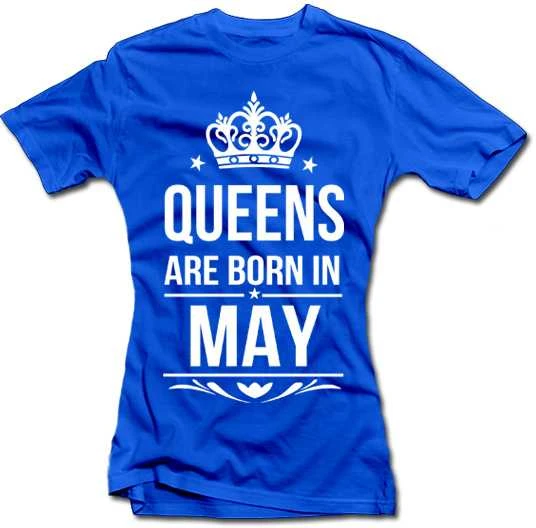 Moteriški marškinėliai "Queens are born" su Jūsų pasirinktu mėnesiu