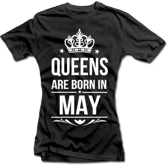 Moteriški marškinėliai "Queens are born" su Jūsų pasirinktu mėnesiu