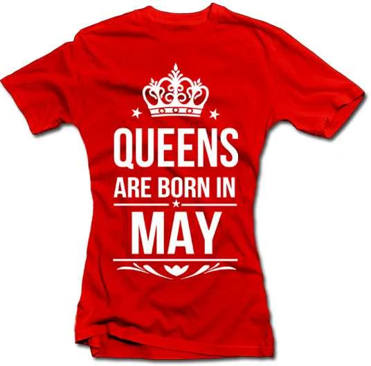 Moteriški marškinėliai "Queens are born" su Jūsų pasirinktu mėnesiu