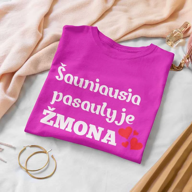 Moteriški marškinėliai "Šauniausia pasaulyje žmona"