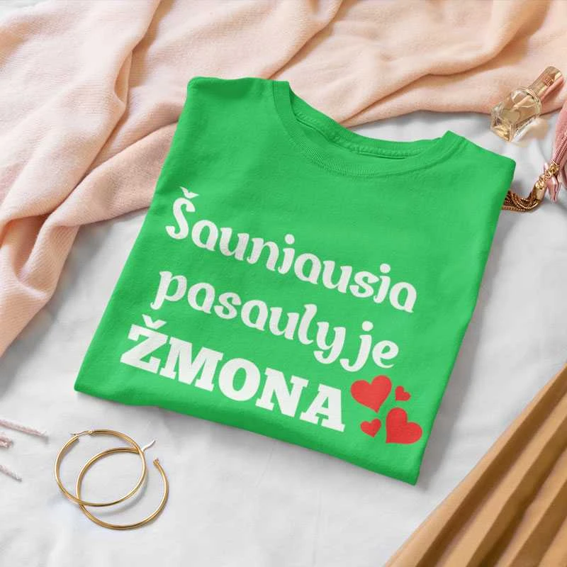 Moteriški marškinėliai "Šauniausia pasaulyje žmona"