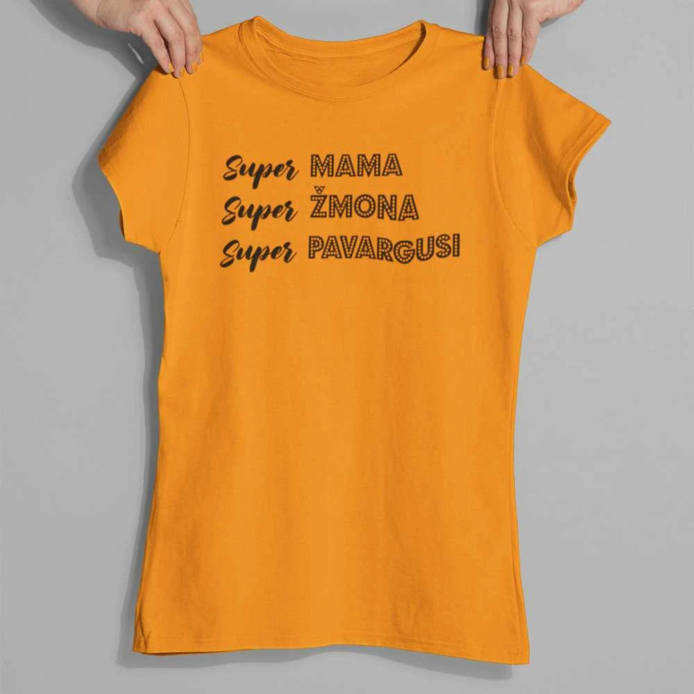 Moteriški marškinėliai "Super mama apibūdinimas"