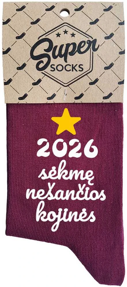 Moteriškos kojinės "2026 metais sėkmę nešančios kojinės"