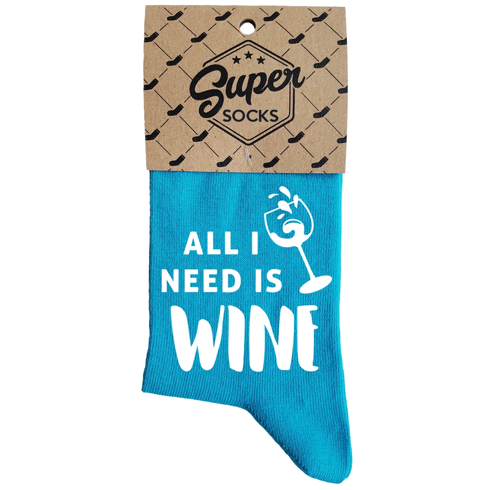 Moteriškos kojinės „All I need is wine“