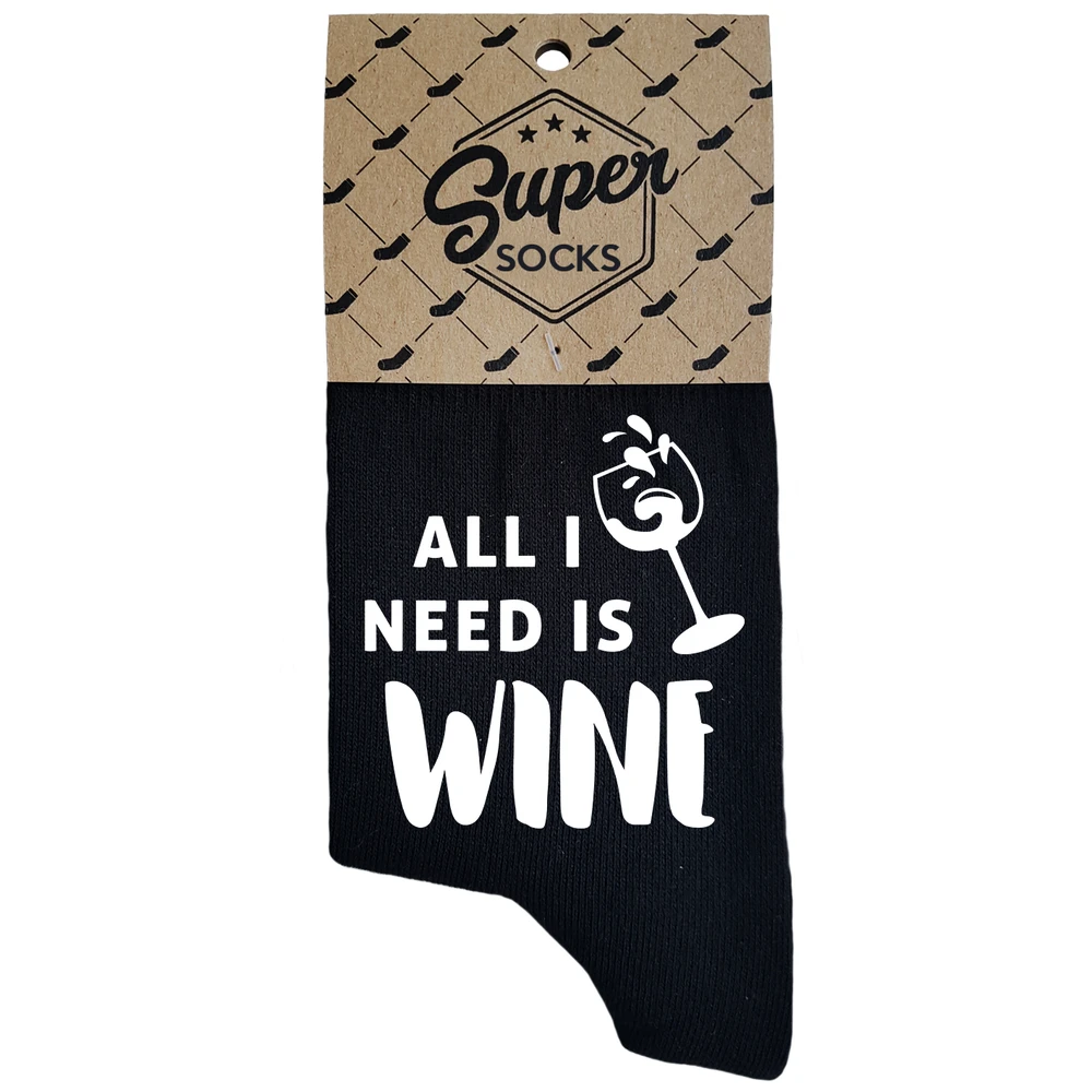 Moteriškos kojinės „All I need is wine“