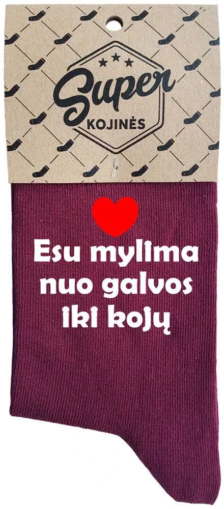 Moteriškos kojinės „Esu mylima nuo galvos iki kojų“