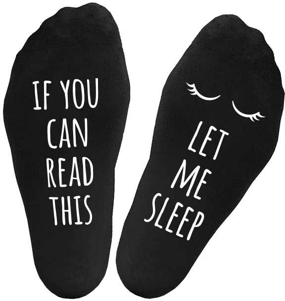 Moteriškos kojinės su spauda ant padų "Let me sleep"