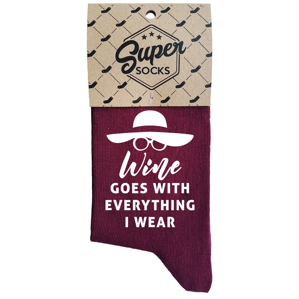 Moteriškos kojinės „Wine goes with everything“