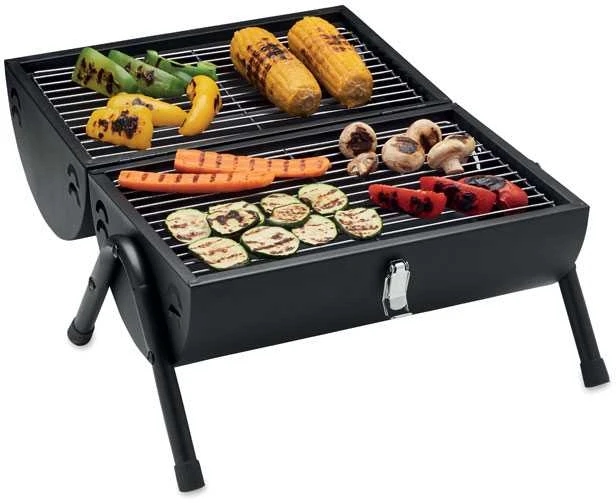 Nešiojama barbekiu kepsninė su kaminu ir temperatūros matuokliu