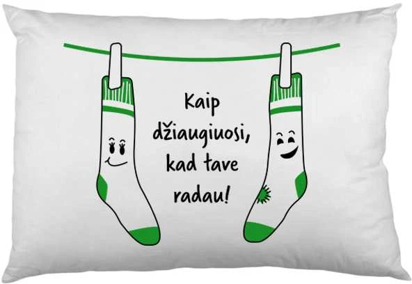 Pagalvės užvalkalas "Džiaugiuosi, kad tave radau"