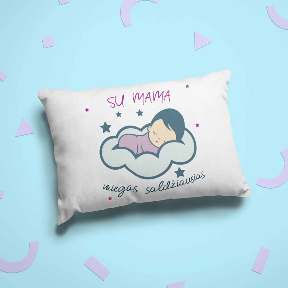 Pagalvės užvalkalas "Su mama miegas saldžiausias"