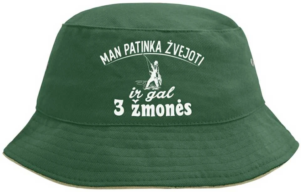 Panama kepurė "Patinka žvejoti ir 3 žmonės"