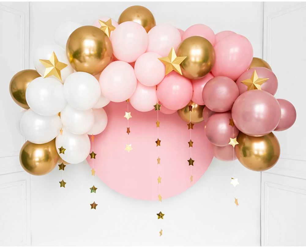 PartyDeco Rožinė Balionų girlianda "Rožinė" (60vnt, 200cm)